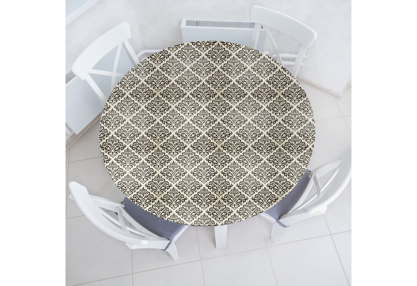 Abakuhaus Tischdecke Rundum-elastische Stofftischdecke, Damast Swirl Motiv von Abakuhaus