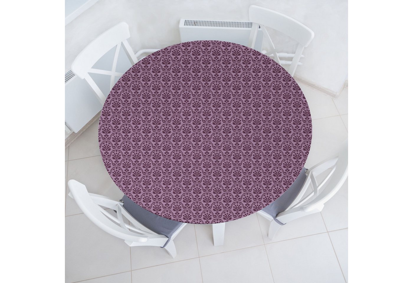 Abakuhaus Tischdecke Rundum-elastische Stofftischdecke, Damast Victorian Blumenmotiv Bild von Abakuhaus