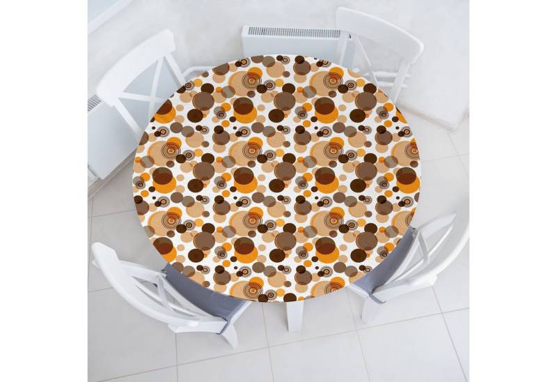 Abakuhaus Tischdecke Rundum-elastische Stofftischdecke, Erdfarben Chaotische Spots Ringe von Abakuhaus