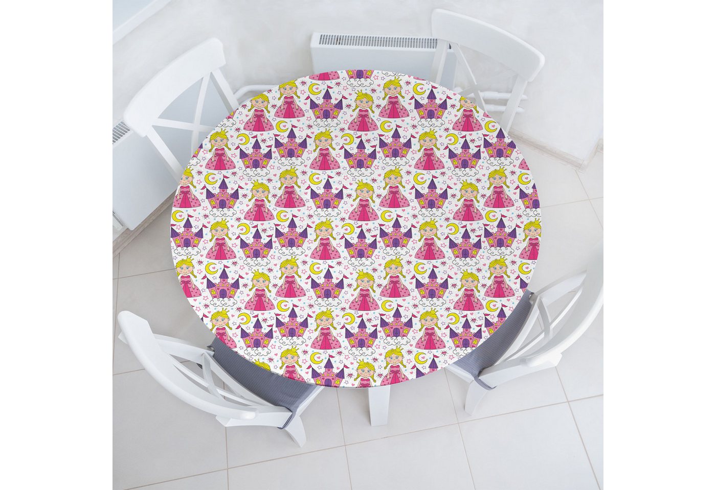 Abakuhaus Tischdecke Rundum-elastische Stofftischdecke, Fantasy World Prinzessin und Schloss von Abakuhaus