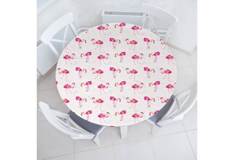Abakuhaus Tischdecke Rundum-elastische Stofftischdecke, Flamingo Tropic Vögel und Spots von Abakuhaus
