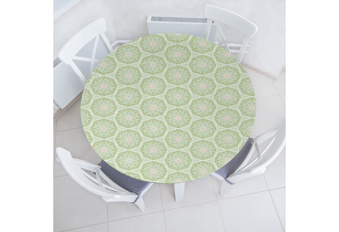 Abakuhaus Tischdecke Rundum-elastische Stofftischdecke, Floral Blumen-Spitzen-Illustration Abakuhaus Tischdecke Rundum-elastische Stofftischdecke, Floral Blumen-Spitzen-Illustration von Abakuhaus