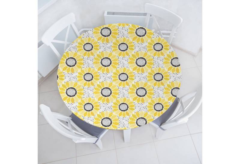 Abakuhaus Tischdecke Rundum-elastische Stofftischdecke, Gelb Sun-Blumen-Natur-Kunst von Abakuhaus