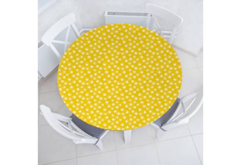 Abakuhaus Tischdecke Rundum-elastische Stofftischdecke, Gelb und Weiß Round Spots von Abakuhaus