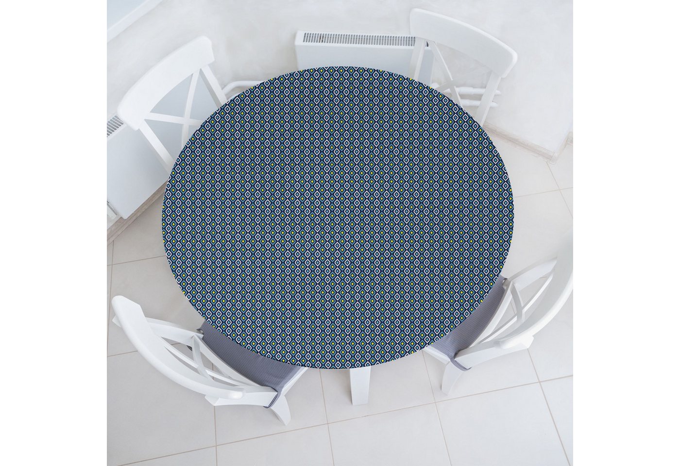 Abakuhaus Tischdecke Rundum-elastische Stofftischdecke, Hippie Abstraktes Blatt Formular Spots Abakuhaus Tischdecke Rundum-elastische Stofftischdecke, Hippie Abstraktes Blatt Formular Spots von Abakuhaus