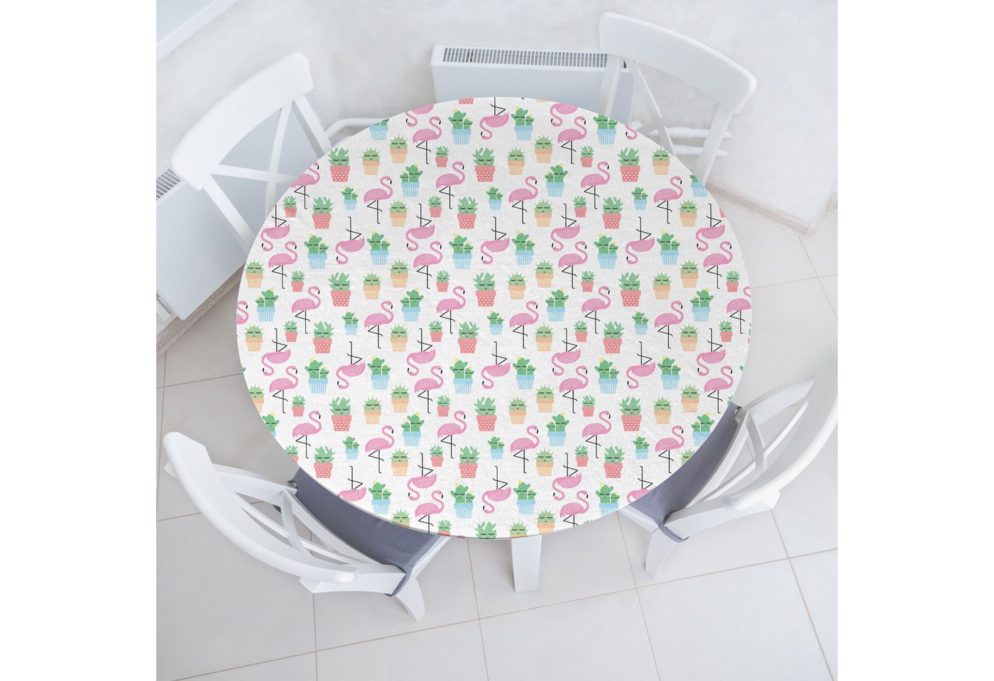Abakuhaus Tischdecke Rundum-elastische Stofftischdecke, Kaktus Sleeping Foliage Vögel von Abakuhaus