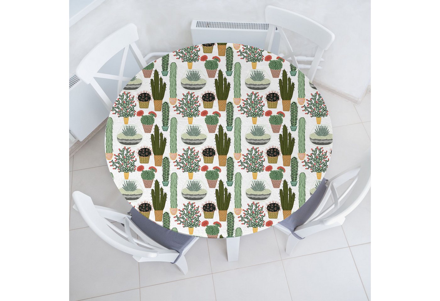 Abakuhaus Tischdecke Rundum-elastische Stofftischdecke, Kaktus Succulents Blumentöpfe Abakuhaus Tischdecke Rundum-elastische Stofftischdecke, Kaktus Succulents Blumentöpfe von Abakuhaus