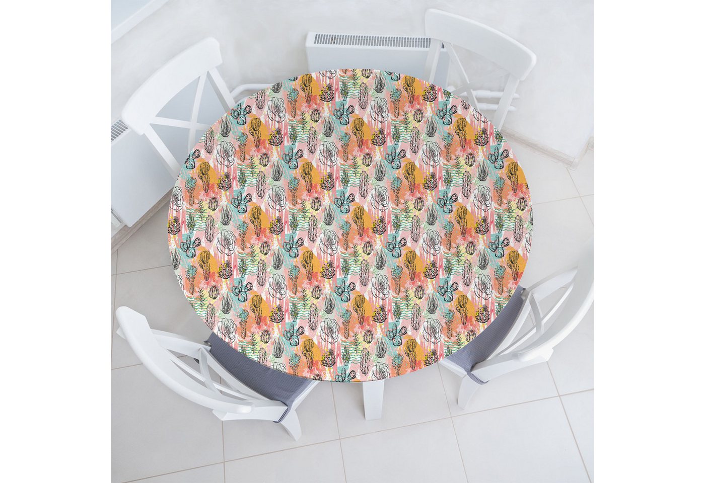Abakuhaus Tischdecke Rundum-elastische Stofftischdecke, Kaktus Sukkulenten Bunte Abakuhaus Tischdecke Rundum-elastische Stofftischdecke, Kaktus Sukkulenten Bunte von Abakuhaus
