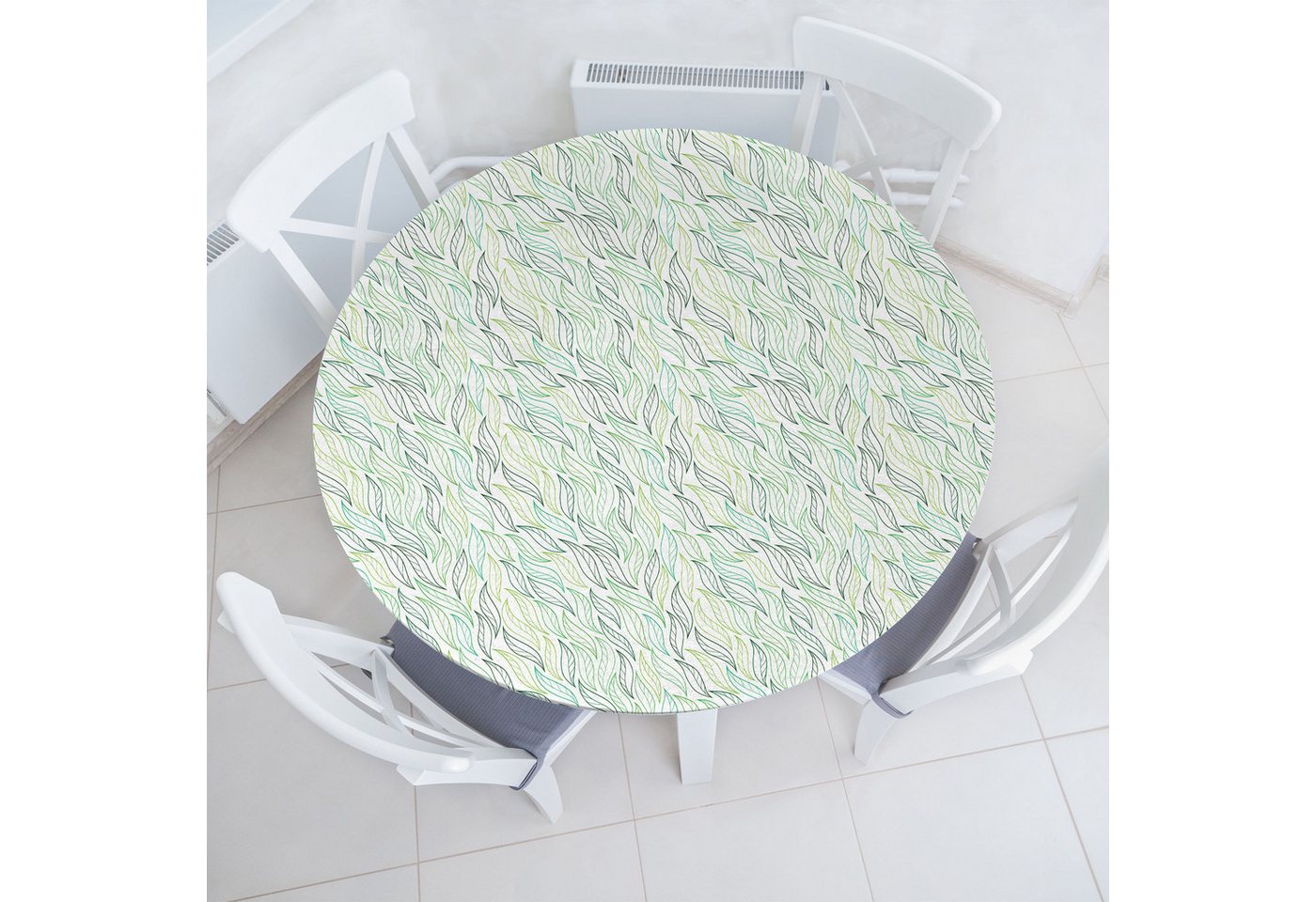 Abakuhaus Tischdecke Rundum-elastische Stofftischdecke, Natur Moderne Blatmustern von Abakuhaus