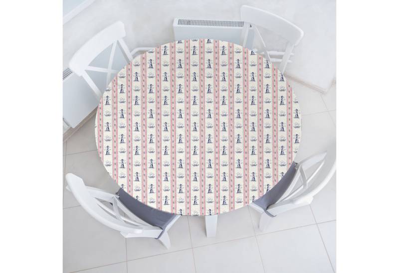 Abakuhaus Tischdecke Rundum-elastische Stofftischdecke, Nautical Blau Leuchtturm und Seile von Abakuhaus