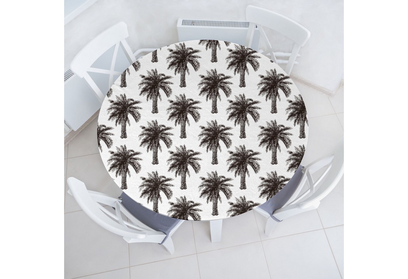 Abakuhaus Tischdecke Rundum-elastische Stofftischdecke, Palme Retro Wachstum Natur von Abakuhaus