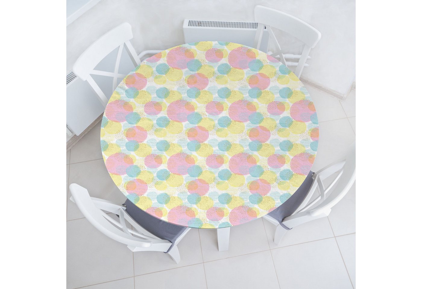Abakuhaus Tischdecke Rundum-elastische Stofftischdecke, Pastell Bunte Farben Blots Spots Abakuhaus Tischdecke Rundum-elastische Stofftischdecke, Pastell Bunte Farben Blots Spots von Abakuhaus