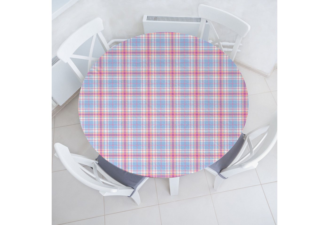 Abakuhaus Tischdecke Rundum-elastische Stofftischdecke, Pastell Weinlese-Plaid-Muster von Abakuhaus