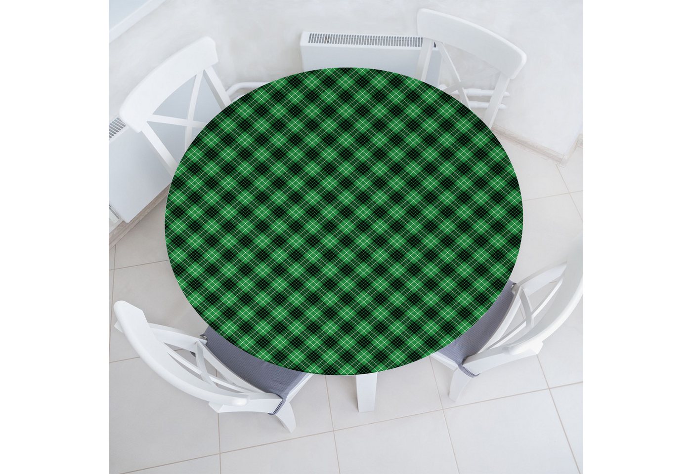 Abakuhaus Tischdecke Rundum-elastische Stofftischdecke, Plaid Diagonal Tartan Grün von Abakuhaus
