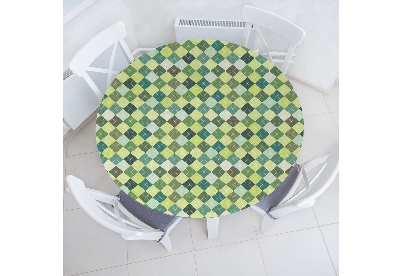 Abakuhaus Tischdecke Rundum-elastische Stofftischdecke, Plaid Traditionelle Argyle Grün von Abakuhaus