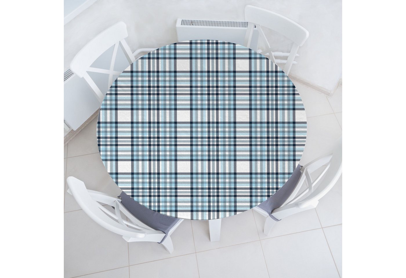 Abakuhaus Tischdecke Rundum-elastische Stofftischdecke, Plaid Traditionelle Quadrate Linien von Abakuhaus