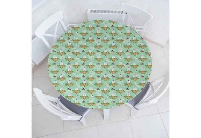 Abakuhaus Tischdecke Rundum-elastische Stofftischdecke, Prinz Ritter mit Pferd und das Schloss von Abakuhaus