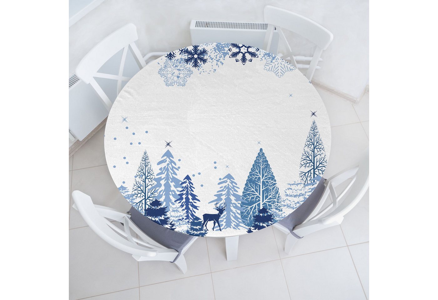 Abakuhaus Tischdecke Rundum-elastische Stofftischdecke, Weihnachten Winterwald von Abakuhaus
