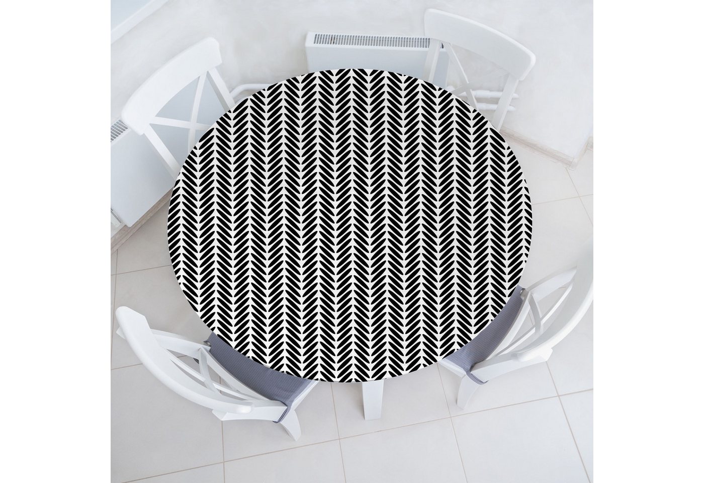 Abakuhaus Tischdecke Rundum-elastische Stofftischdecke, Winkel Klassische Monochrome Chevron Abakuhaus Tischdecke Rundum-elastische Stofftischdecke, Winkel Klassische Monochrome Chevron von Abakuhaus