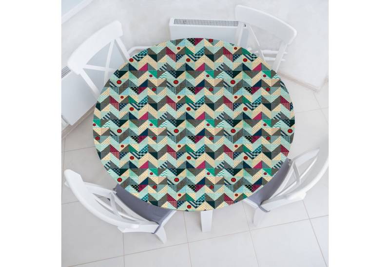 Abakuhaus Tischdecke Rundum-elastische Stofftischdecke, Winkel Vintage Patchwork-Kunst von Abakuhaus