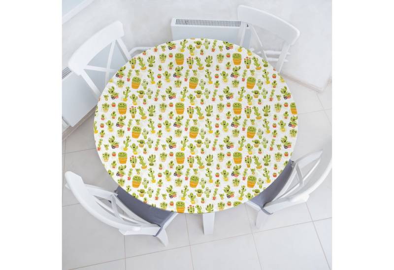 Abakuhaus Tischdecke Rundum-elastische Stofftischdecke, skandinavisch Cactus Charaktere Töpfe von Abakuhaus