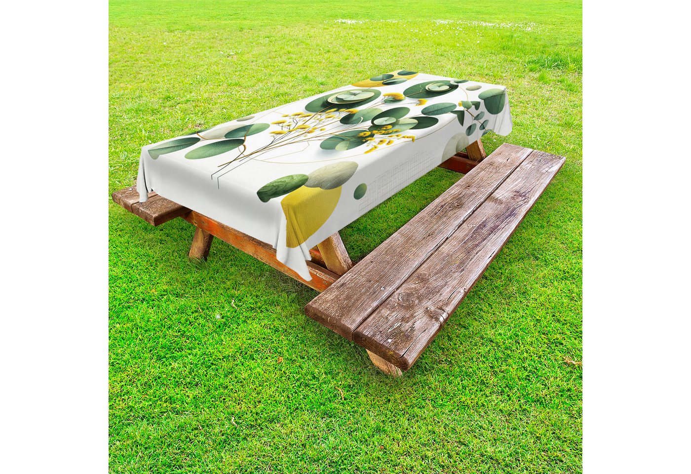 Abakuhaus Tischdecke dekorative waschbare Picknick-Tischdecke, Eukalyptusblätter Boho-Blatt-Design von Abakuhaus