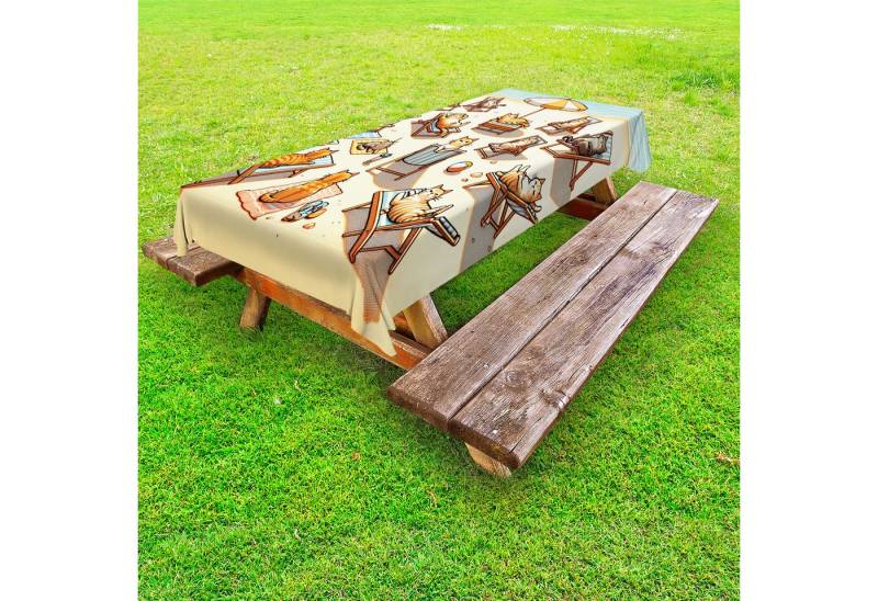 Abakuhaus Tischdecke dekorative waschbare Picknick-Tischdecke, Katze Sommerkätzchen Sandstrand Spaß von Abakuhaus