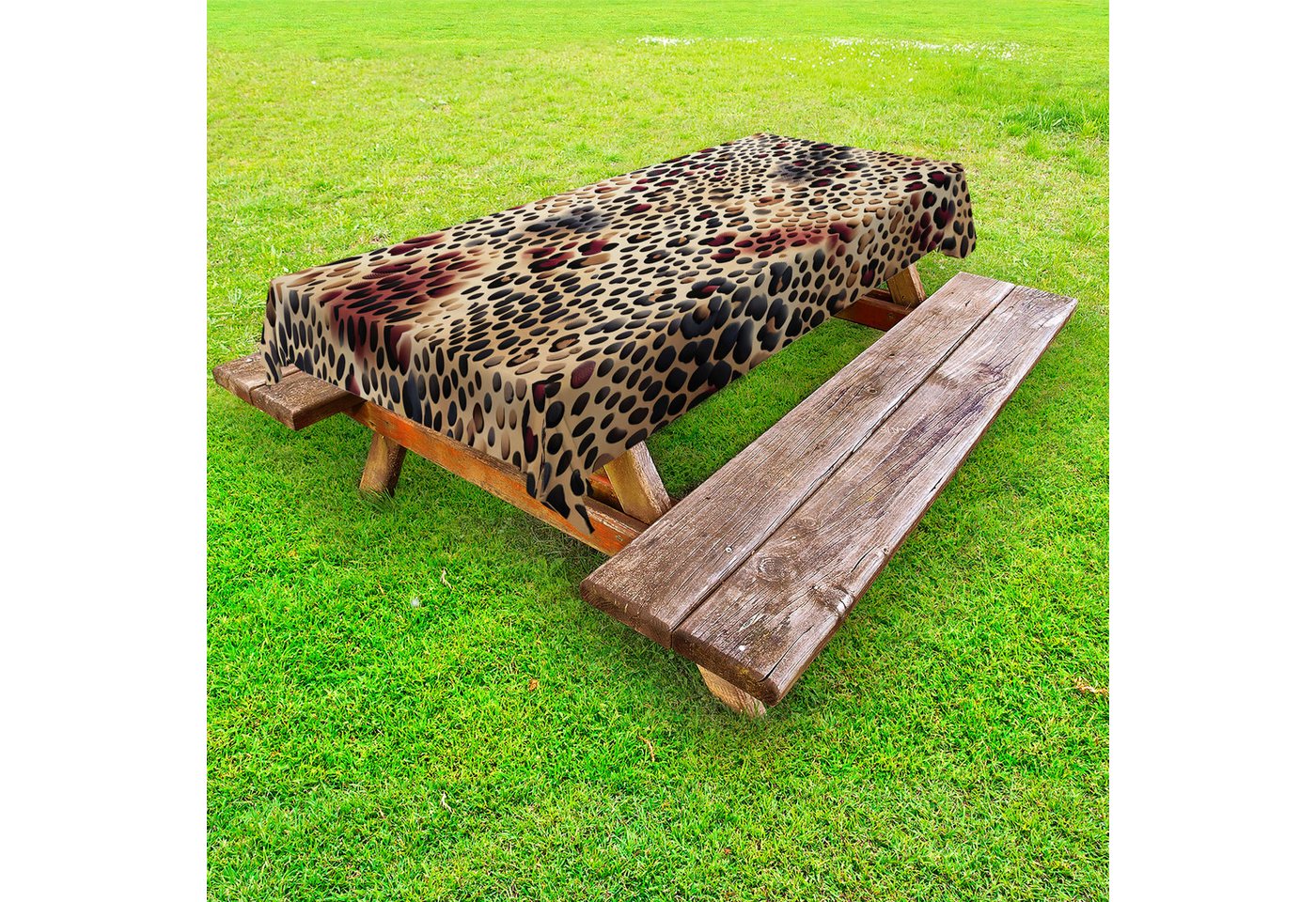 Abakuhaus Tischdecke dekorative waschbare Picknick-Tischdecke, Leopard Tiermuster und Wildnis von Abakuhaus