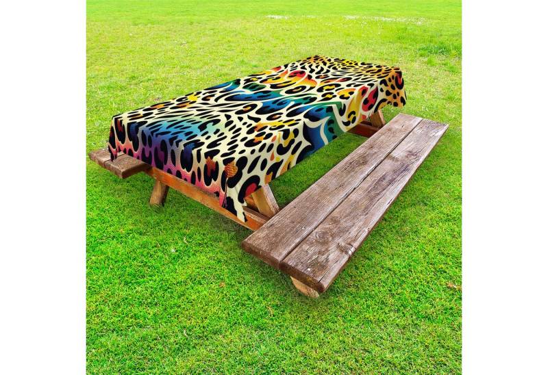 Abakuhaus Tischdecke dekorative waschbare Picknick-Tischdecke, Leopardenmuster Animal Spot Regenbogen Groovy von Abakuhaus