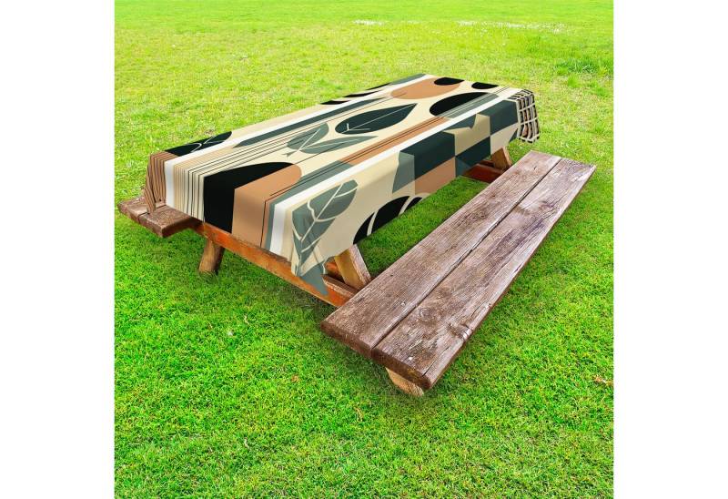 Abakuhaus Tischdecke dekorative waschbare Picknick-Tischdecke, Monstera Boho Mid Century Geometrie Blätter von Abakuhaus