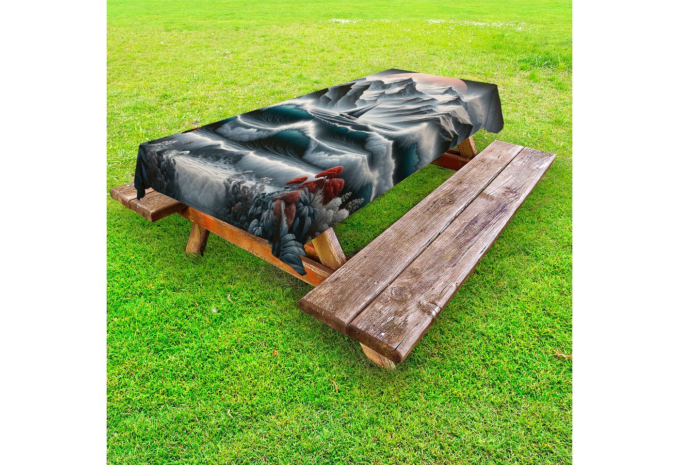 Abakuhaus Tischdecke dekorative waschbare Picknick-Tischdecke, Nautisch Blühende Japanische Blumen von Abakuhaus