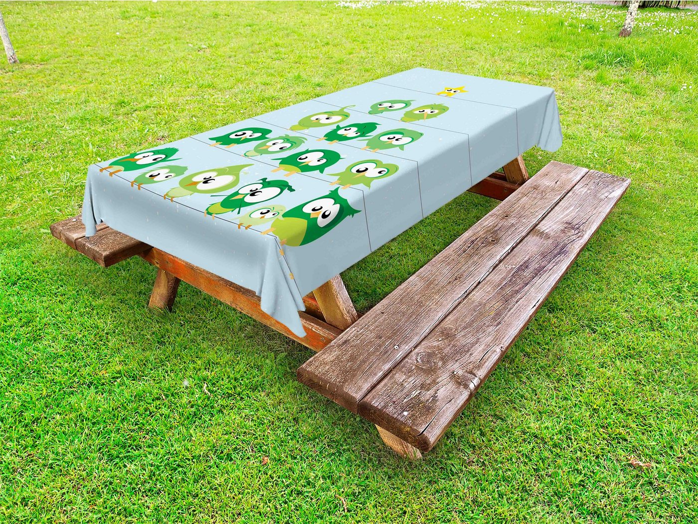 Abakuhaus Tischdecke dekorative waschbare Picknick-Tischdecke, Vogel auf dem Drahtseil Xmas Tree Kunst-Vögel von Abakuhaus
