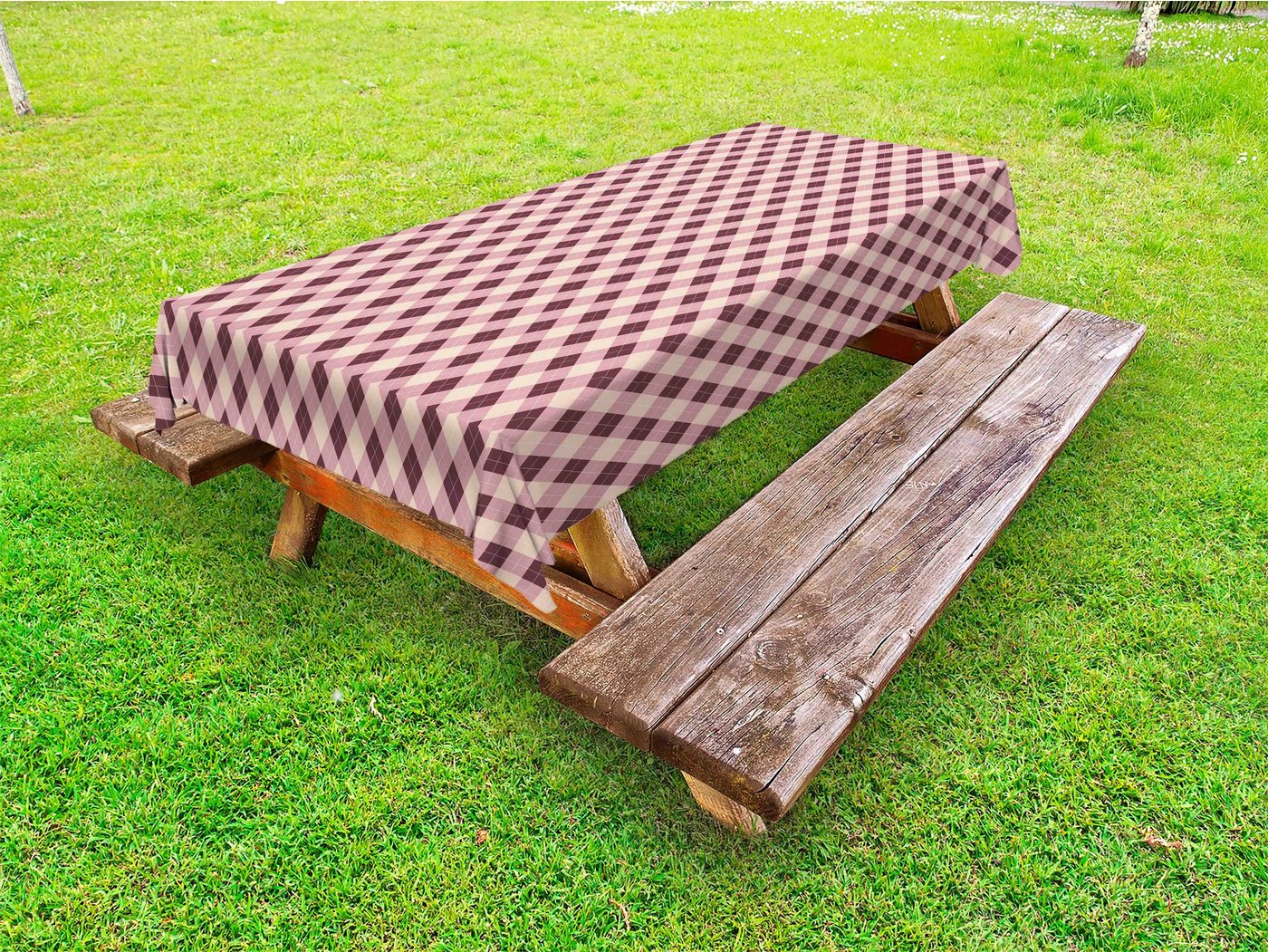 Abakuhaus Tischdecke dekorative waschbare Picknick-Tischdecke, Brown Plaid Diamant-förmige Design von Abakuhaus