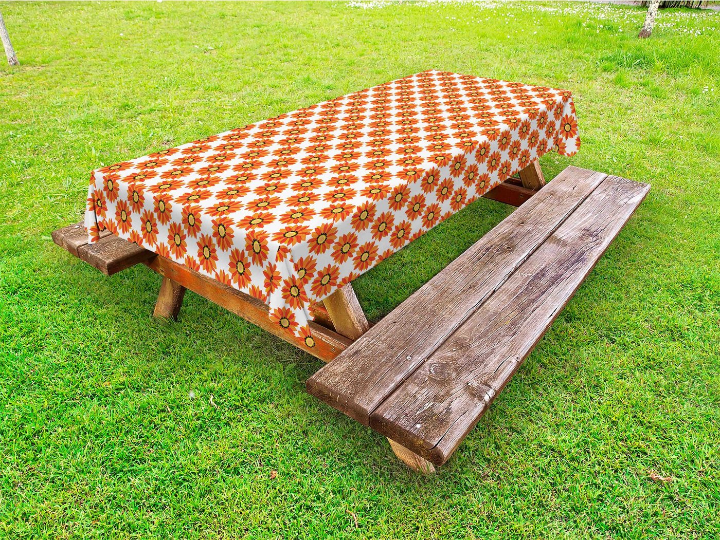 Abakuhaus Tischdecke dekorative waschbare Picknick-Tischdecke, Dahlie Blumen-Muster-Herbst-Töne von Abakuhaus