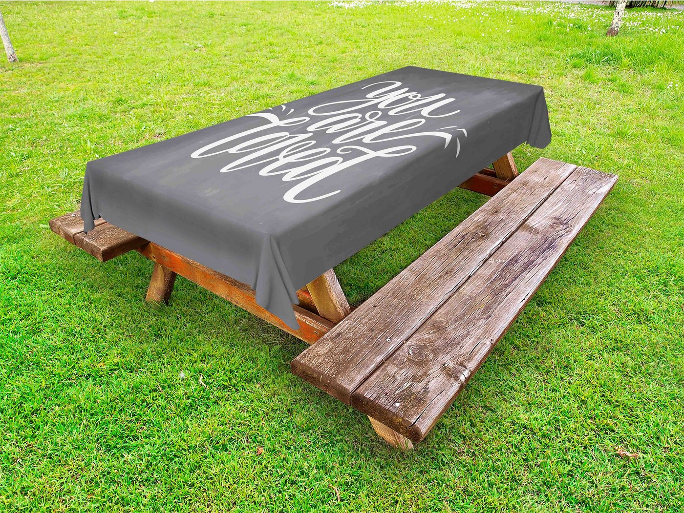 Abakuhaus Tischdecke dekorative waschbare Picknick-Tischdecke, Du wirst geliebt Text auf der Tafel von Abakuhaus