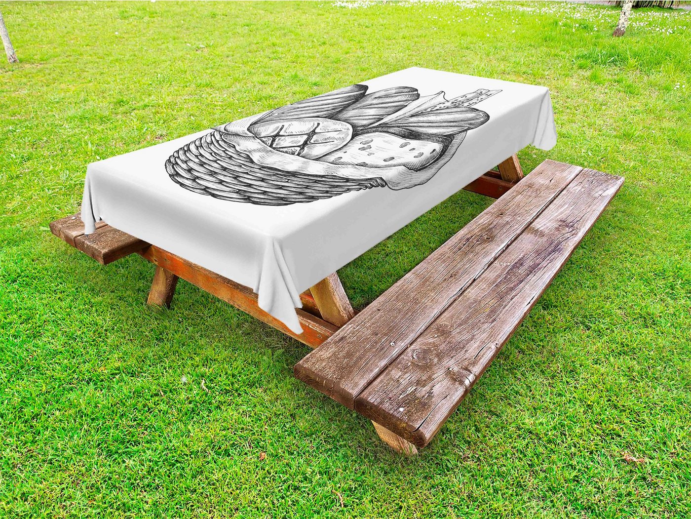Abakuhaus Tischdecke dekorative waschbare Picknick-Tischdecke, Kohlengrau Brotarten im Korb von Abakuhaus