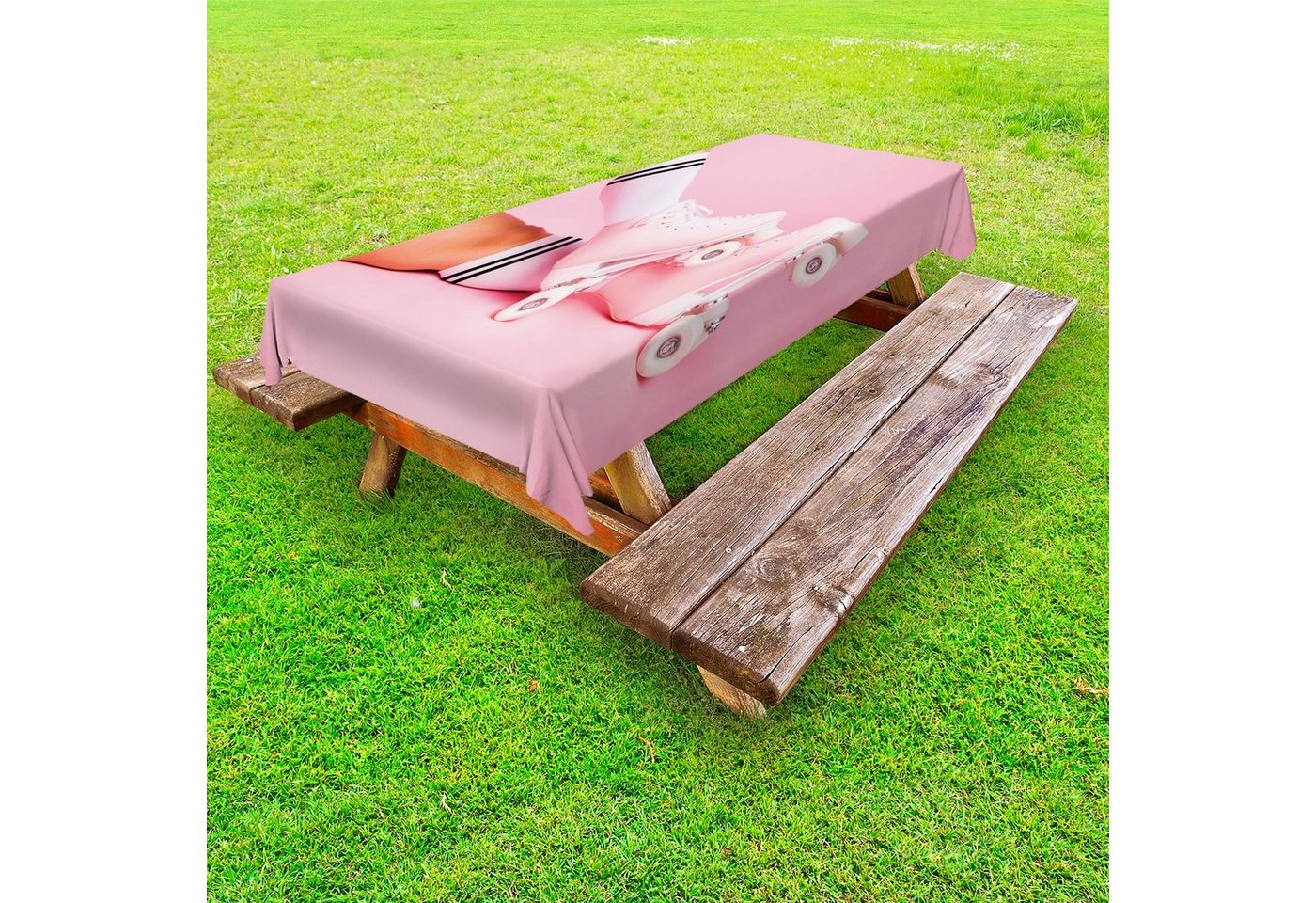 Abakuhaus Tischdecke dekorative waschbare Picknick-Tischdecke, Sommer-Rosa Füße Tragen Skates von Abakuhaus