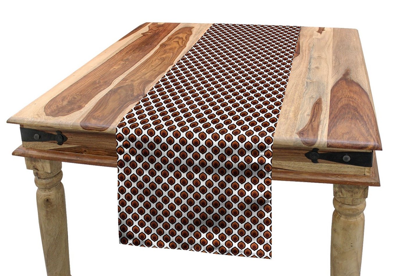 Abakuhaus Tischläufer Esszimmer Küche Rechteckiger Dekorativer Tischläufer, Abstrakt Traditionelle Oval Motiv von Abakuhaus