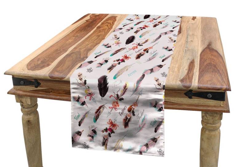 Abakuhaus Tischläufer Esszimmer Küche Rechteckiger Dekorativer Tischläufer, Boho Fashion Federn von Abakuhaus