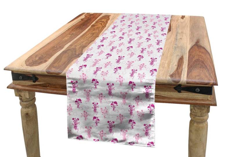 Abakuhaus Tischläufer Esszimmer Küche Rechteckiger Dekorativer Tischläufer, Botanisch Blumen-Blumenstrauß-Silhouette von Abakuhaus