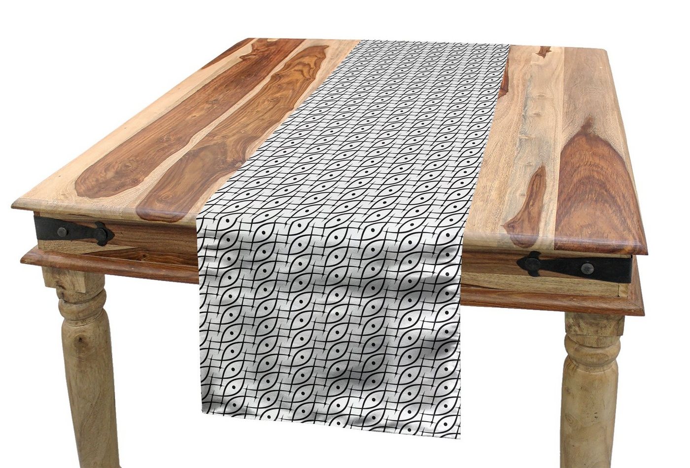 Abakuhaus Tischläufer Esszimmer Küche Rechteckiger Dekorativer Tischläufer, Geometrisch Trippy Blatt Spots von Abakuhaus