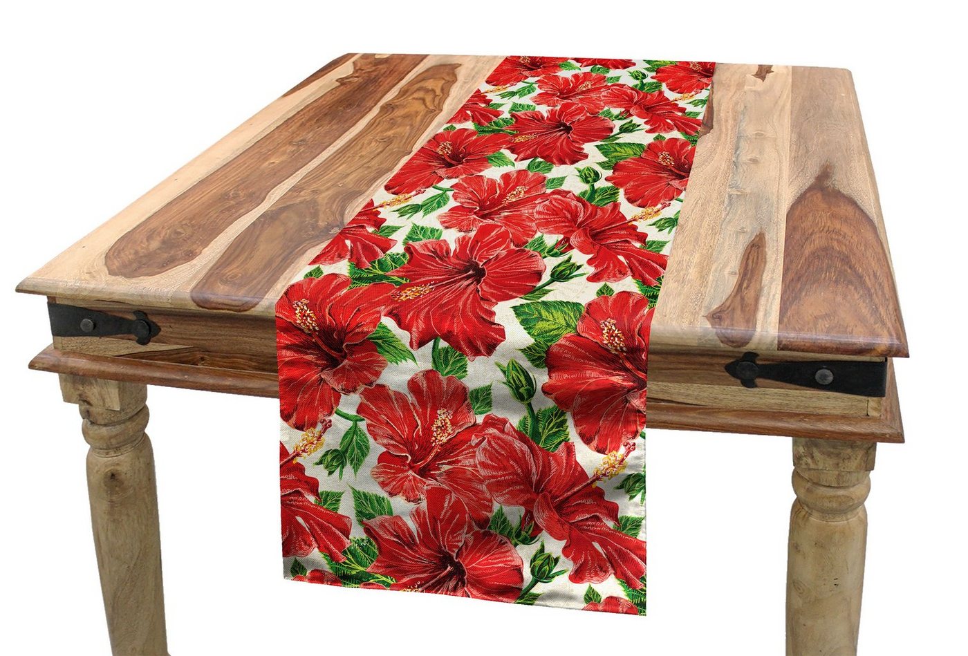 Abakuhaus Tischläufer Esszimmer Küche Rechteckiger Dekorativer Tischläufer, Hawaii Botanischer Blumenstrauß Retro von Abakuhaus