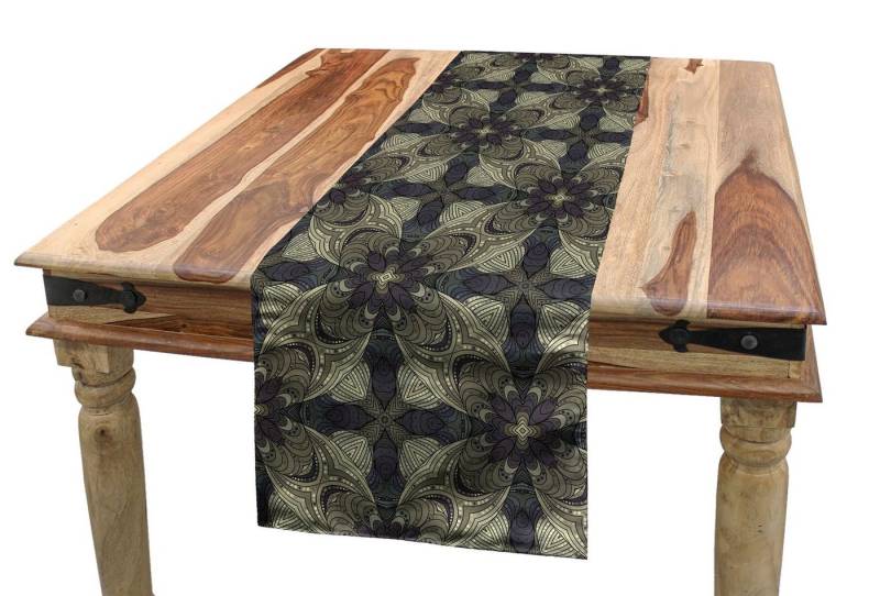 Abakuhaus Tischläufer Esszimmer Küche Rechteckiger Dekorativer Tischläufer, Khaki Spots Abstract Wave Motiv von Abakuhaus