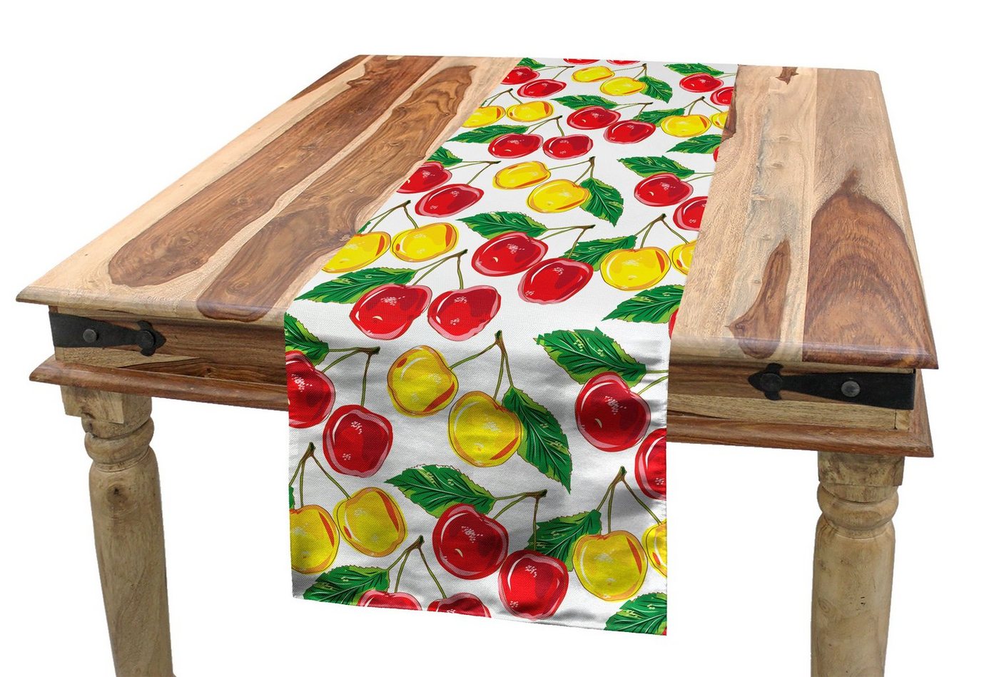 Abakuhaus Tischläufer Esszimmer Küche Rechteckiger Dekorativer Tischläufer, Obst Grafik Farbige Kirschen Abakuhaus Tischläufer Esszimmer Küche Rechteckiger Dekorativer Tischläufer, Obst Grafik Farbige Kirschen von Abakuhaus