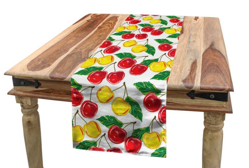 Abakuhaus Tischläufer Esszimmer Küche Rechteckiger Dekorativer Tischläufer, Obst Grafik Farbige Kirschen von Abakuhaus