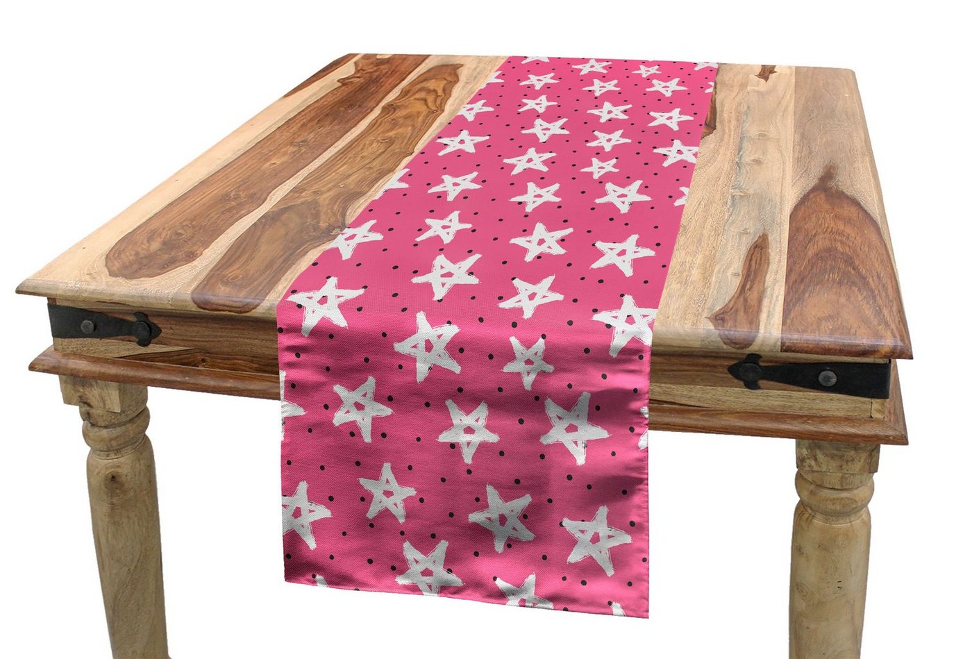 Abakuhaus Tischläufer Esszimmer Küche Rechteckiger Dekorativer Tischläufer, Rosa Tupfen Grunge Sterne Spots von Abakuhaus