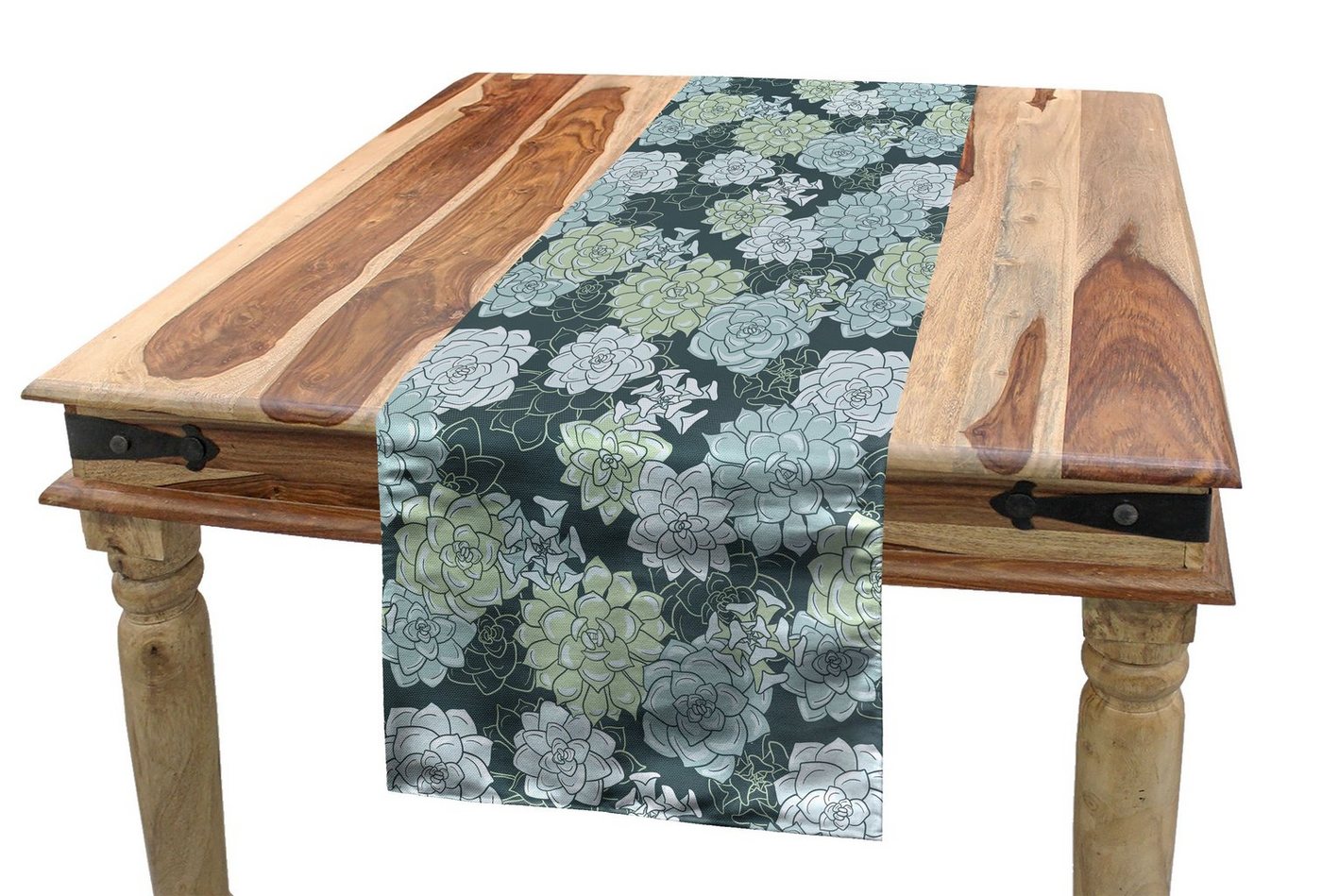 Abakuhaus Tischläufer Esszimmer Küche Rechteckiger Dekorativer Tischläufer, Saftig Grüne Kaktus-Blumen von Abakuhaus