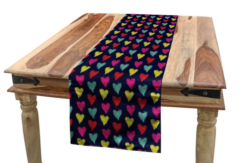 Abakuhaus Tischläufer Esszimmer Küche Rechteckiger Dekorativer Tischläufer, Valentine Herz-Liebe glücklich von Abakuhaus
