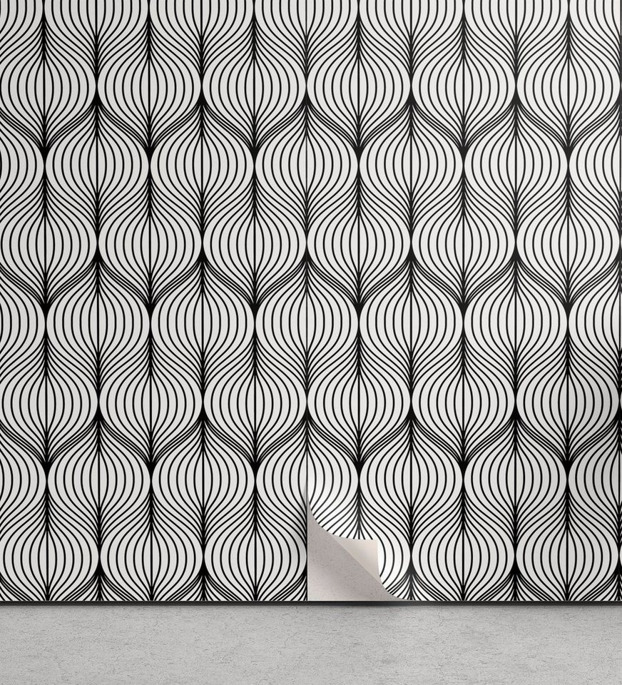 Abakuhaus Vinyltapete selbstklebendes Wohnzimmer Küchenakzent, Geometrisch Abstrakte Fliese gewellte Linien Abakuhaus Vinyltapete selbstklebendes Wohnzimmer Küchenakzent, Geometrisch Abstrakte Fliese gewellte Linien von Abakuhaus