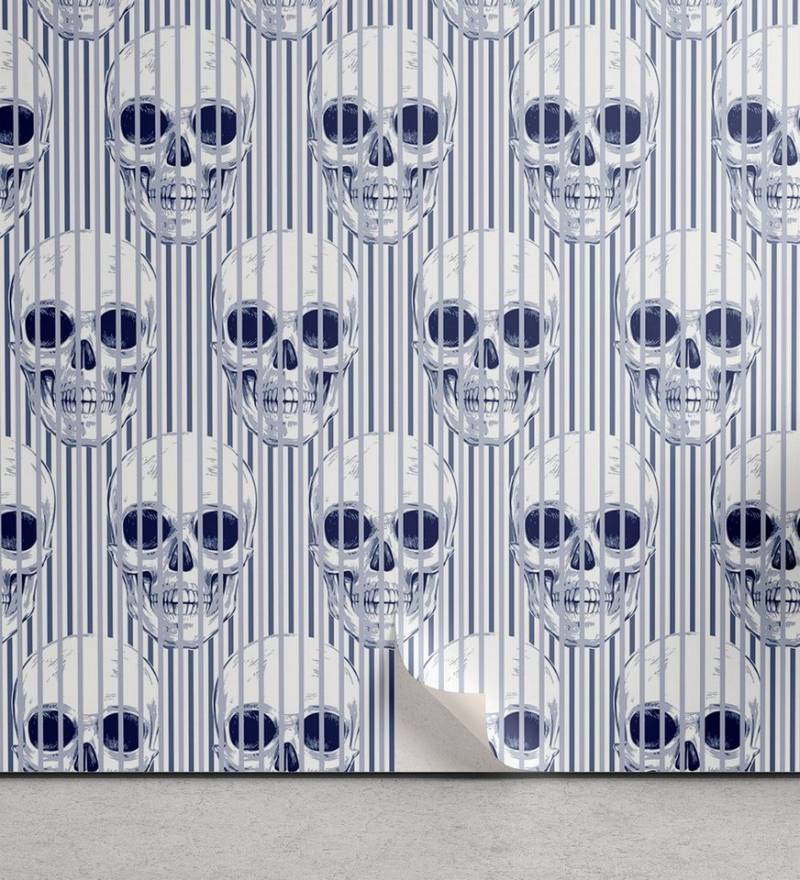 Abakuhaus Vinyltapete selbstklebendes Wohnzimmer Küchenakzent, Geometrisch Blauer Schädel Optical von Abakuhaus